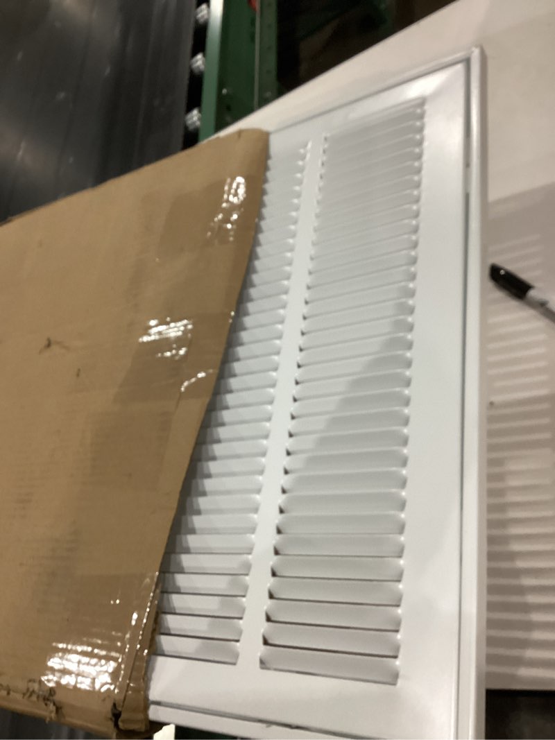 Condition photo showing Good Condition for EZ-FLO 16 x 16 Inch (Duct Opening) Return Air Vent Cover for Wall or Ceiling, Solid Steel Return Air Filter Grille, HVAC Vent Cover, White, 61654 16 in. x 16 in.