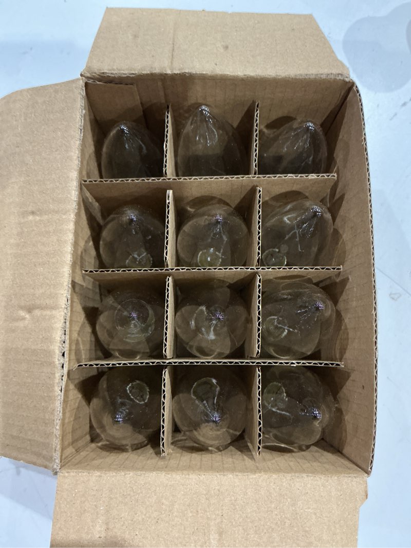 Condition photo showing Good Condition for meqiqtek e12 60 watt incandescent candle light bulbs, chandelier light bulbs for ceiling fan, vanity, outdoor - warm white 2500k, 500 lumen dimmable b10 clear candelabra base bulbs (12 pack) 60watt-12packs