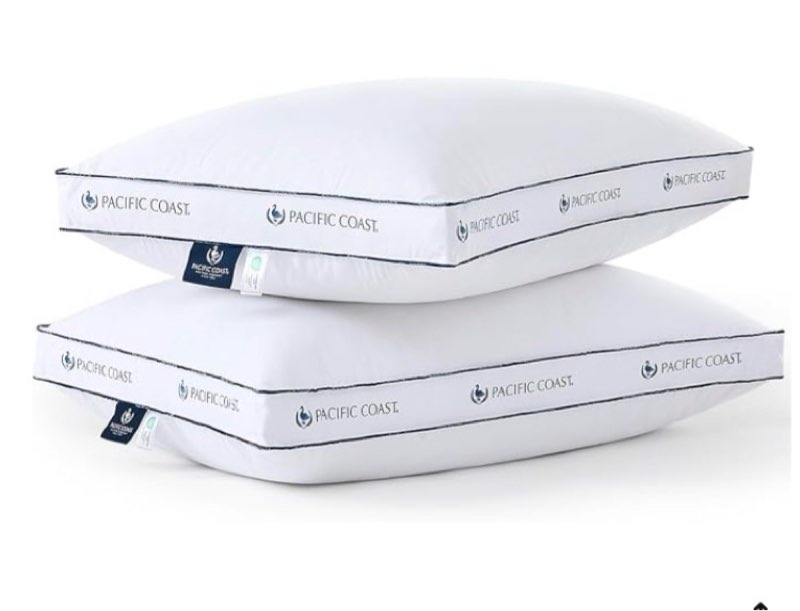 Pacific Coast Gusseted Pillows Queen Size Set of 2, Goose Feather and Down Firm Pillows, Luxury Hotel Collection Bed Pillows for Sleeping, Supportive Gusseted Dsign for Side and Back Sleepers