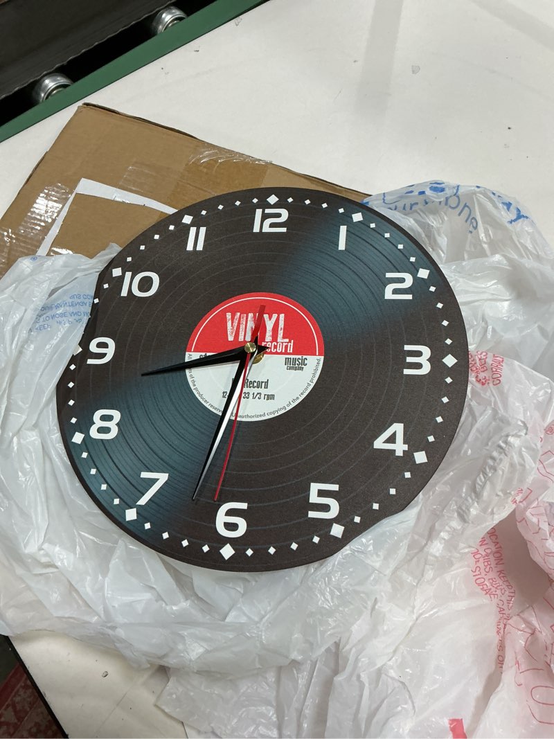 Condition photo showing Good Condition for AZCXOIC Wall Clocks,Record Wall Clock Decorative,Musical Black Kitchen Wall Clocks Battery Operated-