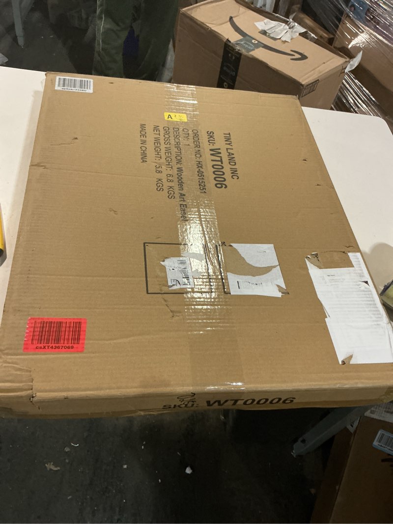 Condition photo showing New/Like New for Tiny Land Easel for Kids with 2 Drawing Paper Roll, Adjustable Kids Art Easel, Learning-Toy for 3,4,5,6,7,8 Years Old Boy & Girls, Wooden Chalkboard & Magnetic Whiteboard & Painting Paper Stand