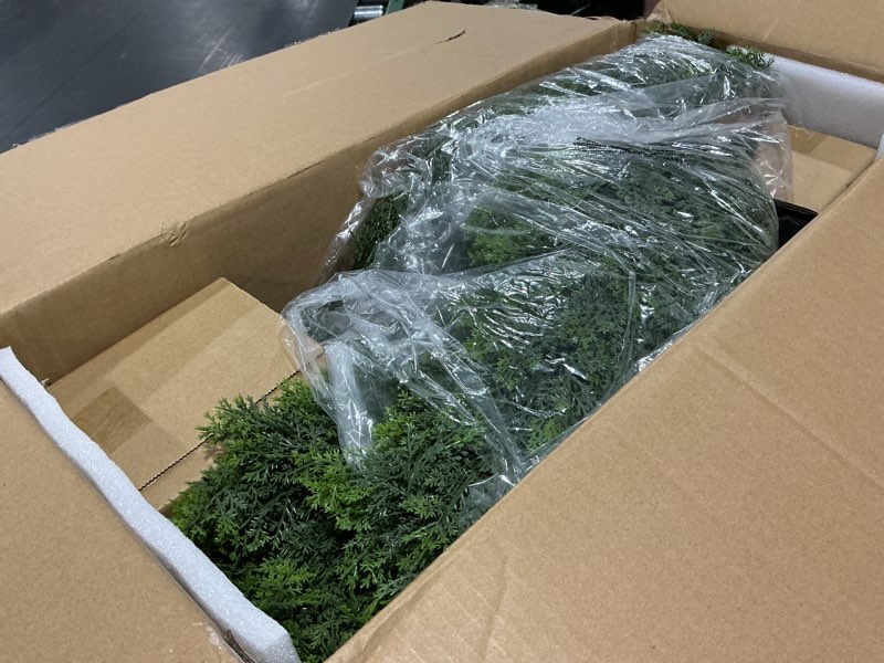 Condition photo showing New/Like New for vevor artificial topiary cedar tree, 36 inch tall (2 pieces), with extra leaves & pot faux evergreen fake pine cypress trees plant, uv rated artificial greenery set for home decor indoor/outdoor 3ft