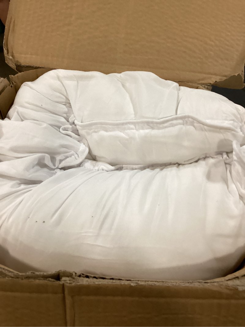 Condition photo showing As Is for amazon basics down alternative bed pillows for back and side sleepers, medium density, king size, 36" x 20", white, 2-pack king (pack of 2) medium pillow