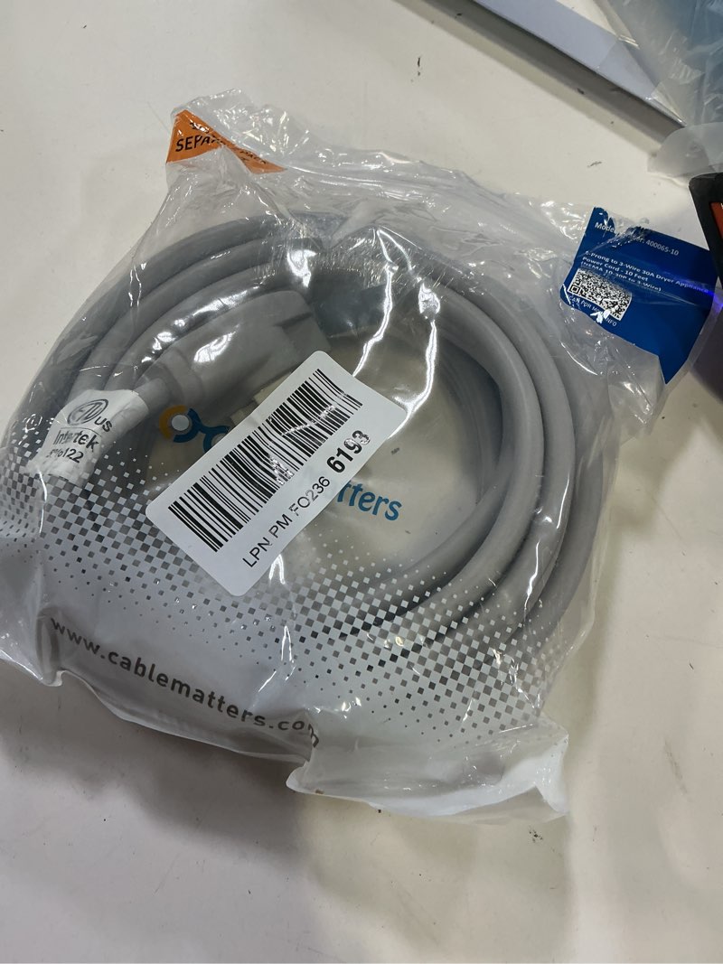 Condition photo showing New/Like New for cable matters 10 awg 3 prong dryer cord - 10ft, 30a / 7500w rated, nema 10-30p to 3-wire appliance cord, dryer plug 3 prong, gray 10 ft