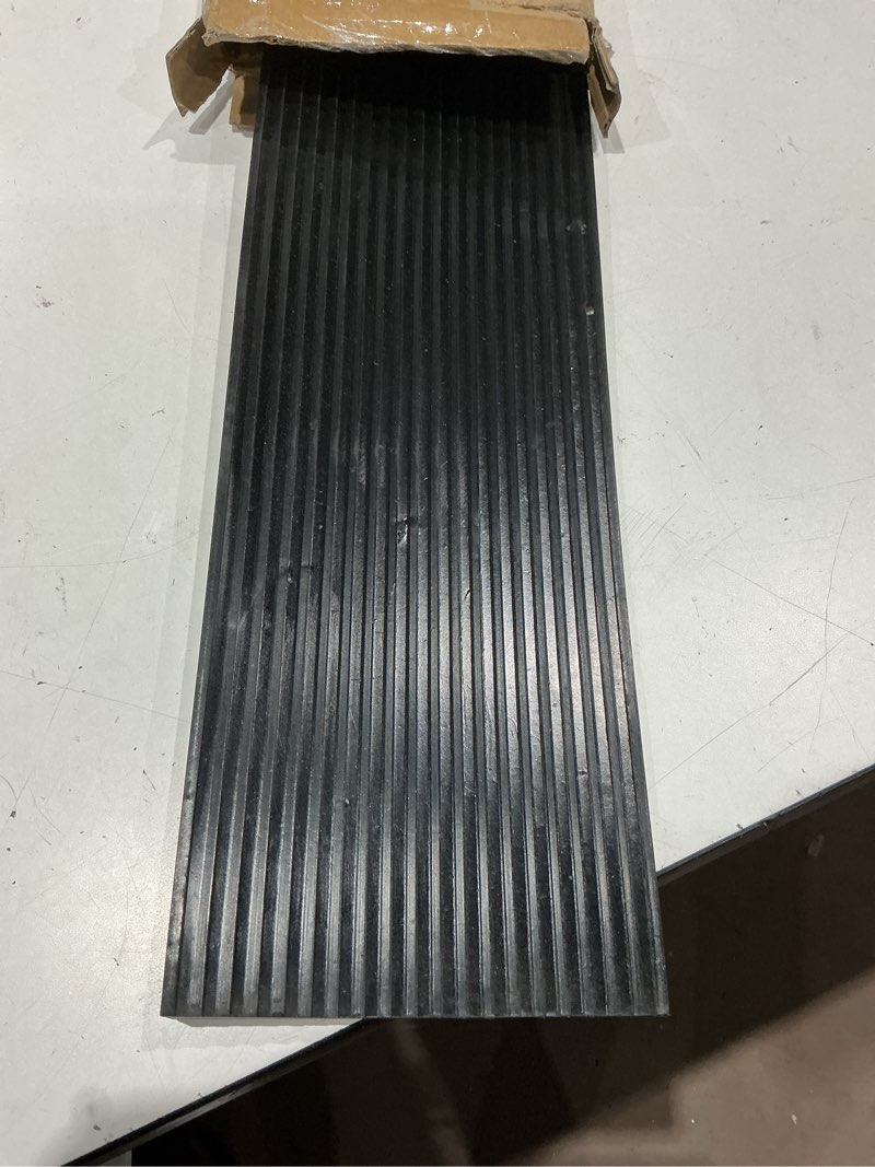 Condition photo showing Good Condition for 0.8" rise threshold ramp for doorways, 2204 lbs capacity rubber threshold ramp, non-slip driveway curb ramps handicap ramp for wheelchair scooter stroller, cuttable and adjustable size 0.8" rise (35.4"x5.9")