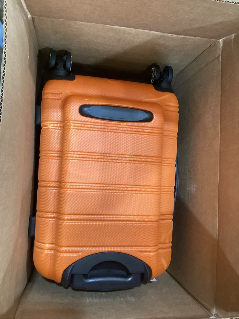 Condition photo showing Good Condition for rockland melbourne hardside expandable spinner wheel luggage, carry-on 20", orange orange carry-on 20"