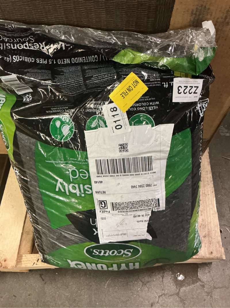 Condition photo showing Good Condition for hyponex by scotts black mulch for landscapes and gardens 1.5 cu. ft.