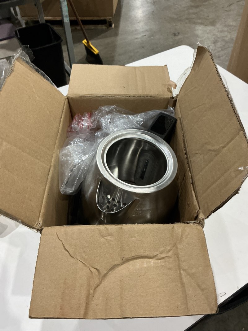 Condition photo showing As Is for electric kettle temperature control, 1.7l 1500w electric tea kettle with 13 temperature settings, strix thermostat, led display&touch control, auto shut-off protection, boil dry protection dark gary