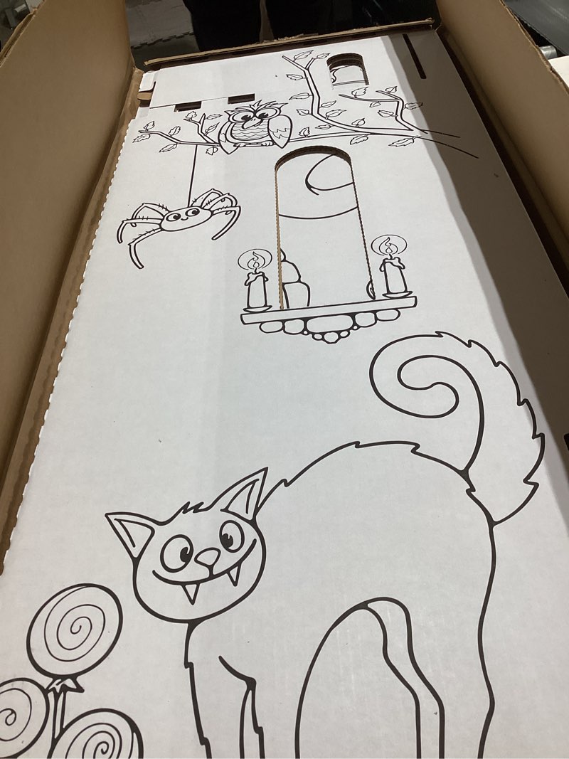 Condition photo showing Good Condition for Easy Playhouse Haunted Castle - Kids Art & Craft for Indoor & Outdoor Fun, Color, Draw, Doodle on Halloween Friends– Decorate & Personalize a Cardboard Fort, 32" X 32" X 43. 5"