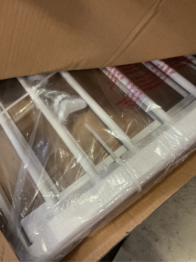 Condition photo showing New/Like New for cumbor 30-48 in baby gate for stairs, auto close dog gate indoor, white | mom's choice awards winner, double lock safety for doorways, one-hand open child gate for toddlers & pets, pressure mounted white 30-48" w x 30.5" h