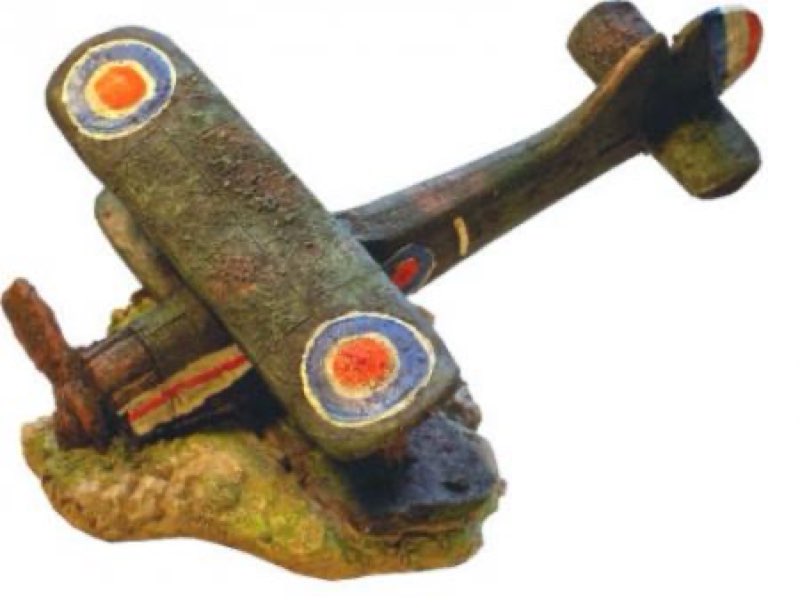 Double Winged Plane Wreck Aquarium Fish Tank Ornament 21.5cm 