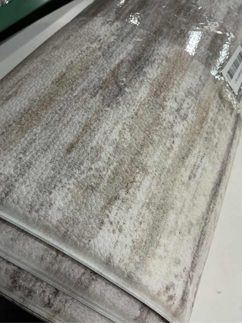 Condition photo showing Good Condition for kimode anti fatigue kitchen mats for floor 2 piece, cushioned abstract kitchen rugs,memory foam kitchen floor mats, standing desk mats for laundry, office, sink light brown multi 17"x47"+17"x29" 17.3" x 47"+17.3" x 29"--0.47 inches light brown/multi