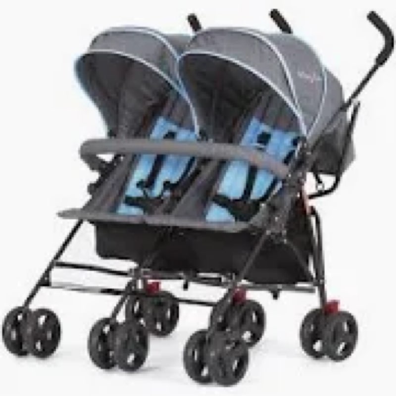 dream on me volgo twin umbrella stroller in gray, lightweight double stroller for infant & toddler, 