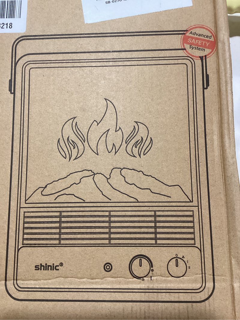 Condition photo showing New/Like New for Shinic Portable Fireplace Heater for Indoor Use,1500W Fireplace Space Heater with Thermostat, Realistic 3D Flame & Crackling Sound, ETL Listed Home Office (Walnut)