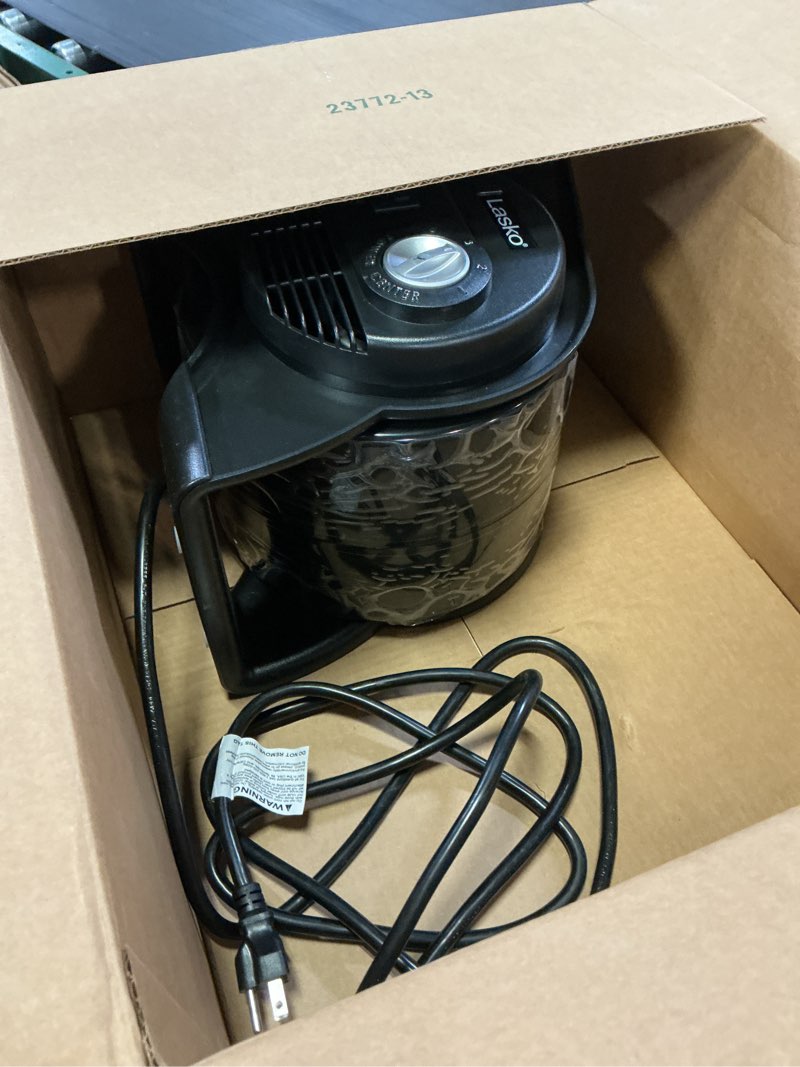 Condition photo showing Good Condition for lasko portable utility fan, 12” 289 cfm pivoting high velocity air mover blower fan, 3 speeds, 2 accessory outlets 120v, black, u12104 classic