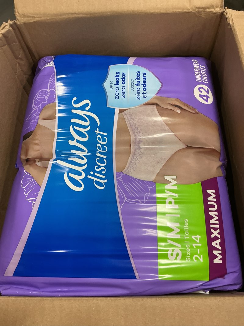 Condition photo showing New/Like New for Always Discreet Adult Incontinence Underwear for Women and Postpartum Underwear, S/M, Up to 100% Bladder Leak Protection, 84 Count (Packaging May Vary)