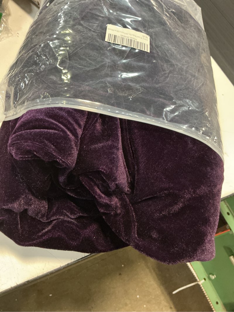 Condition photo showing Good Condition for adults wizard robe costume, velvet stain reversible cloak cape with full length hooded renaissance fair halloween black&purple 59.05"/150cm