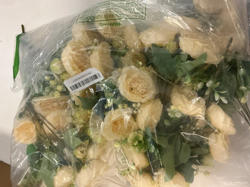 Condition photo showing Good Condition for peonies artificial flowers 12 bundles pink flowers bouquet, lifelike silk fake peonies with stems for home table centerpieces, wedding, party & diy bridal floral arrangements (champagne)