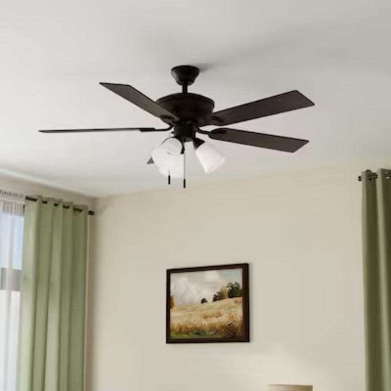  harbor breeze sailor bay 52-in dark bronze with sable/auburn blades downrod or flush mount