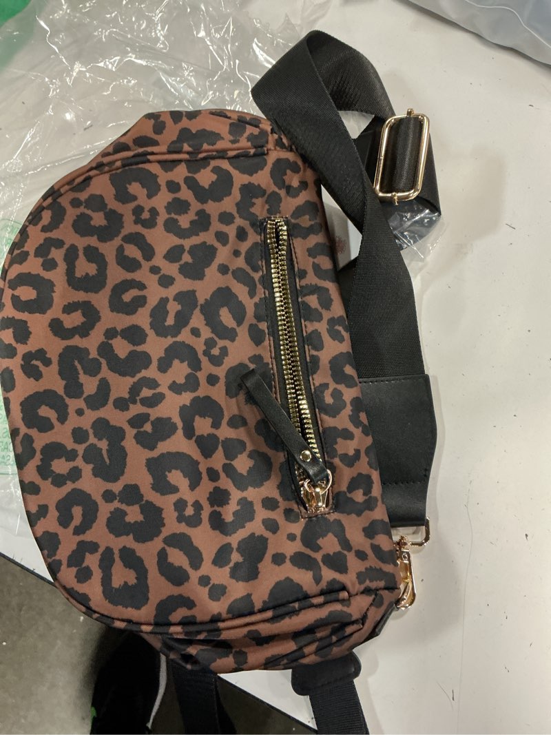 Condition photo showing New/Like New for bum bag crossbody bag for women | spacious bum bags | nylon crossbody fanny packs | leopard purse belt wallet (colour bum bag-brown leopard)
