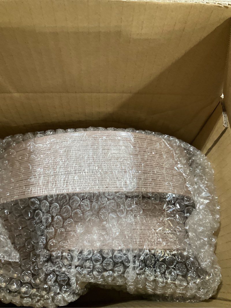 Condition photo showing Good Condition for i00000 150 pcs pink plastic plates for party,heavy duty pink disposable plates,gold dinnerware set include 30 dinner plates,30 dessert plates,30 gold plastic silverware set for mother's day pink gold