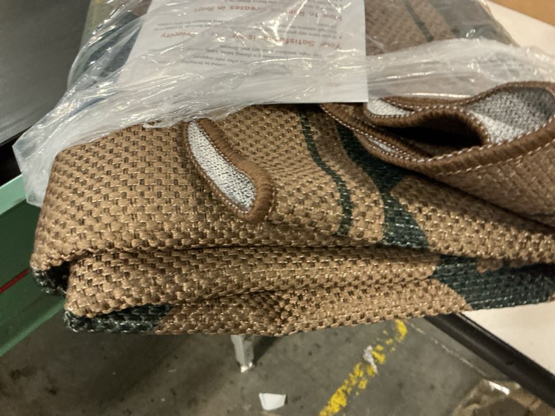Condition photo showing Good Condition for SHACOS Easy Jute 3x10 ft Washable Runner Rug Scalloped Black Checker Plaid Non Slip Woven Texture Geometric Throw Rug for Entryway Hallway Kitchen Indoor Outdoor Patio Carpet Black Checkered, 3'x10' 3'x10'(Runner) Charcoal Black and Brown Checkered Scalloped
