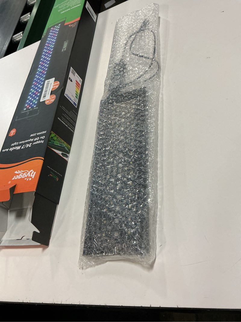 Condition photo showing Good Condition for hygger Auto On Off LED Aquarium Light, Full Spectrum Fish Tank Light with LCD Monitor, 24/7 Lighting Cycle, 7 Colors, Adjustable Timer, IP68 Waterproof, 3 Modes for 24"-30" Freshwater Planted Tank 22W (for 24-30 inch tank)