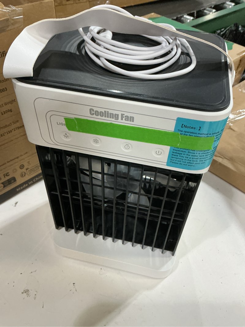 Condition photo showing Good Condition for portable air conditioners, upgraded motor evaporative air cooler with remote, 3 speeds & 3 mist, 7 color night light cooling fan with 2-8h timer, 1100ml personal ac unit for bedroom office black-white