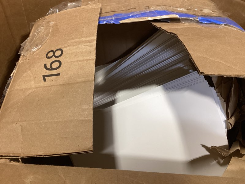 Condition photo showing As Is for amazon basics cardstock paper, 8.5" x 11", 65 lb/176 gsm, 96 bright white, 250 sheets (pack of 2) 8.5" x 11" (pack of 2)
