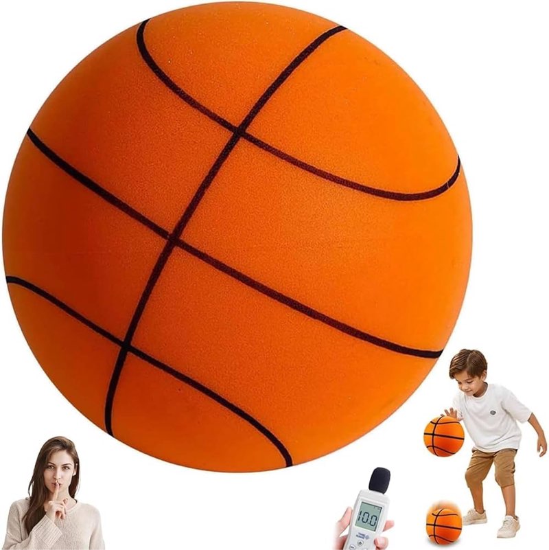 Jollyou Silent Basketball Size 7 (29.5"), Airless Indoor Basketball for Quiet Dribbling Training, Hi