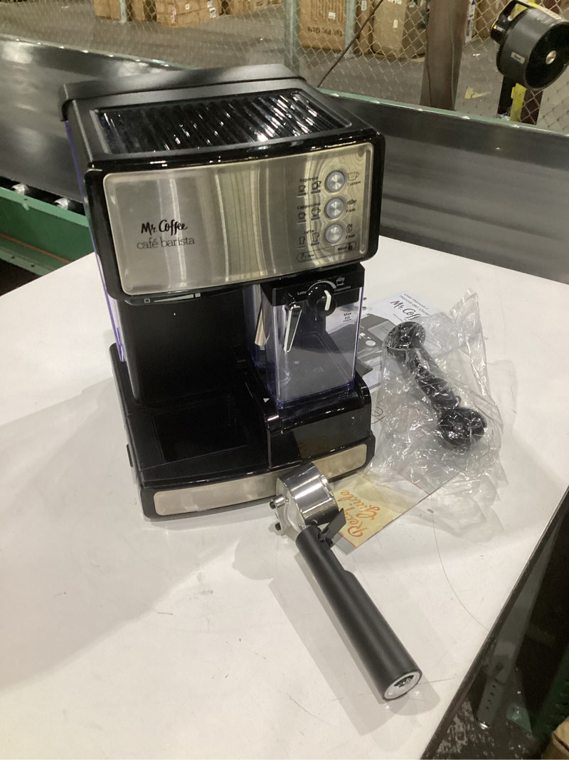 Condition photo showing As Is for (not tested)mr. coffee espresso and cappuccino machine stainless steel programmable coffee maker with automatic milk frother 15-bar pump ideal for home baristas