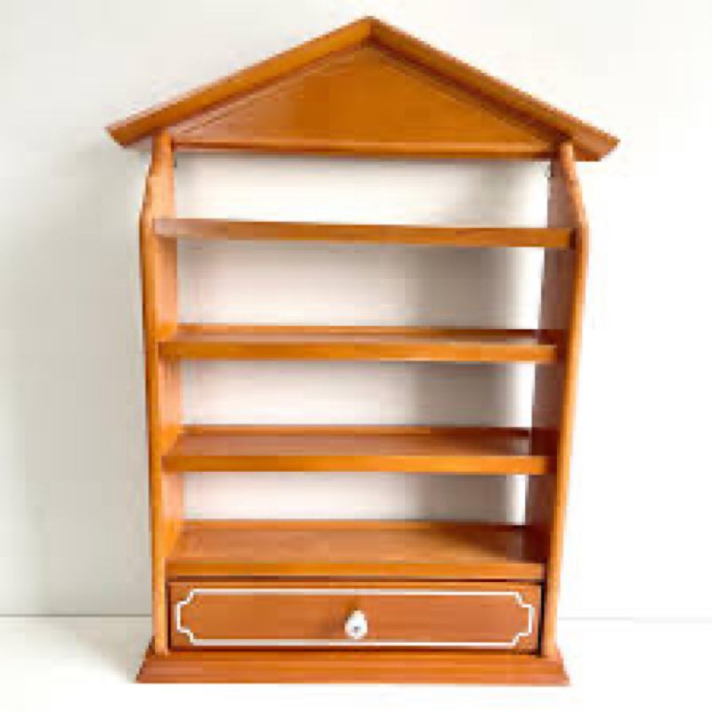 Chunful Vintage Spice Village Wooden Rack 22 x 17 x 4 Inches with 4 Shelves and Drawer for Wall Moun