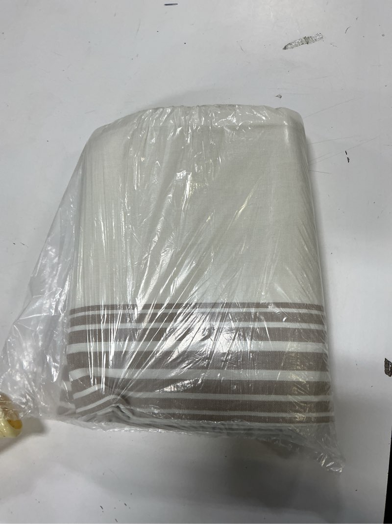 Condition photo showing Good Condition for coastal stripe linen cotton curtain - single panel 48x108in