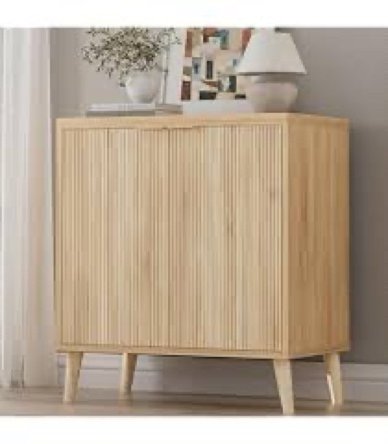 LOOMORA Sideboard Buffet Storage Cabinet - Wood Cabinets with Adjustable Shelves Fluted Doors, Anti-