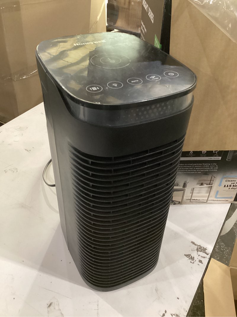 Condition photo showing As Is for honeywell insight hepa air purifier for medium rooms (100 sq ft). allergen reducer for wildfire/smoke, pollen, pet dander & dust. air quality indicator and auto mode - black, hpa080