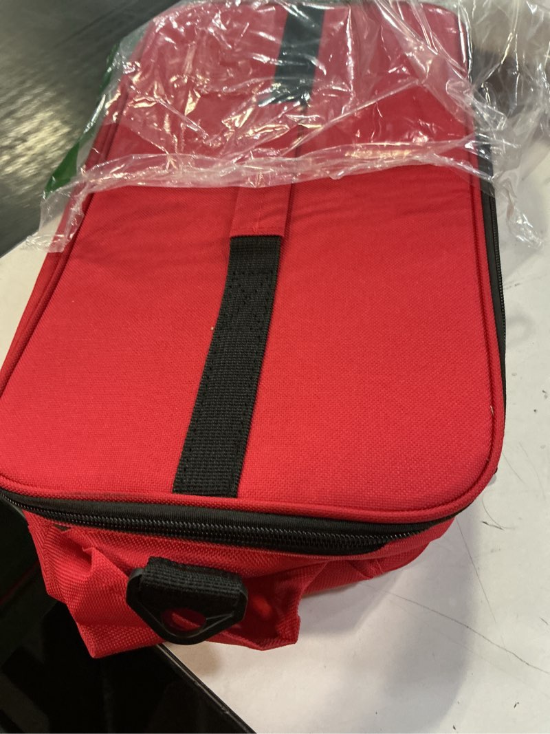 Condition photo showing Good Condition for 2-layer first aid bag empty 15¾”x 9½”x7” medical bag red pill bottle box portable emergency bag for outdoor travel & home use, medicine kit organizer case with shoulder strap (large)