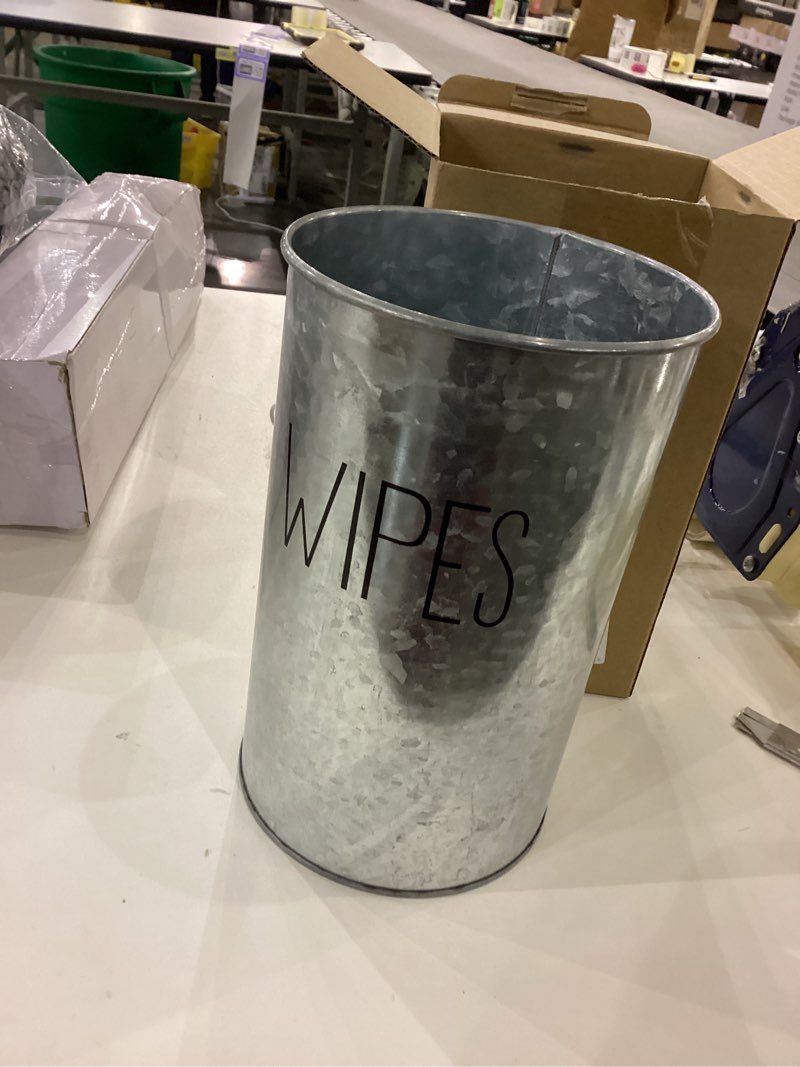 Condition photo showing As Is for LemonRoad Wipes Dispenser for Bathroom Kitchen Counter Galvanized Iron Farmhouse Wipes Container Kitchen Decor Rustic Farmhouse Wipe Storage Organizer Caddy