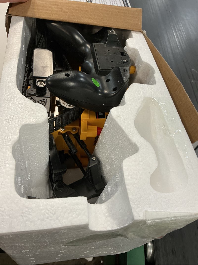 Condition photo showing As Is for fisca Remote Control Bulldozer RC 1/16 Full Functional Construction Vehicle, 2.4Ghz 11 Channel Dozer Front Loader Toy with Light and Sound for Kids Age 6, 7, 8, 9, 10 and Up Years Old