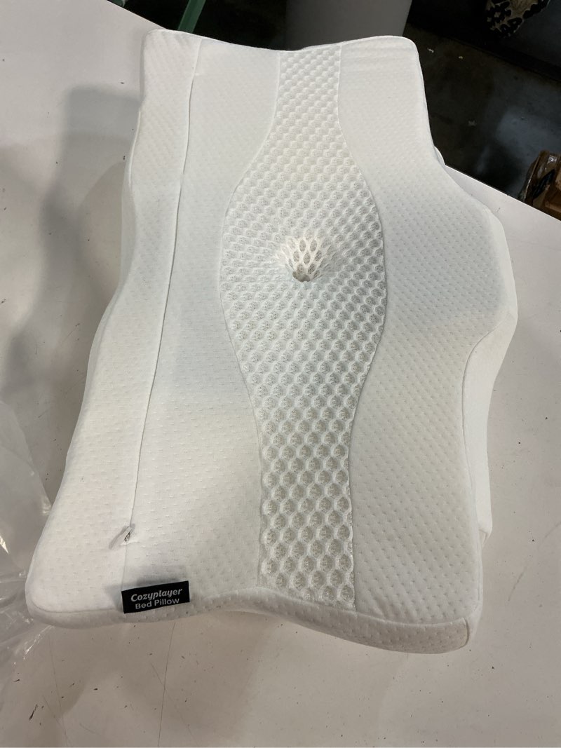 Condition photo showing Good Condition for cozyplayer true cooling cervical neck pillow for pain relief, ergonomic side sleeper pillow for neck support, odorless orthopedic contour memory foam pillows, bed pillow for back stomach sleeper