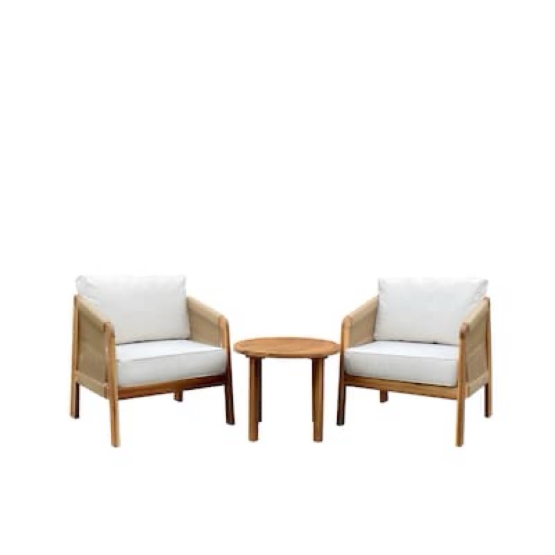 origin 21 pinecrest 3 -piece patio conversation set with off-white cushions