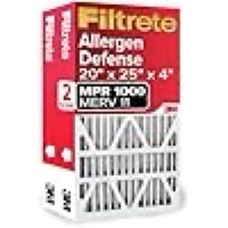 filtrete 20x25x4 air filter merv 11, mpr 1000 micro allergen defense 2-pack, fits honeywell & aprilaire, ac furnace hvac filters for home, pleated electrostatic