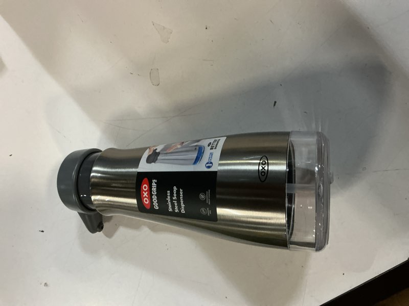 Condition photo showing New/Like New for oxo good grips stainless steel soap dispenser