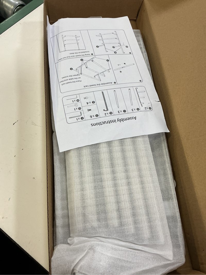 Condition photo showing New/Like New for over the door towel rack, over door towel racks for bathroom, towel rack with hooks for door hanging, towel holder over the door towel bar 24inch, brushed nickel 24 inch