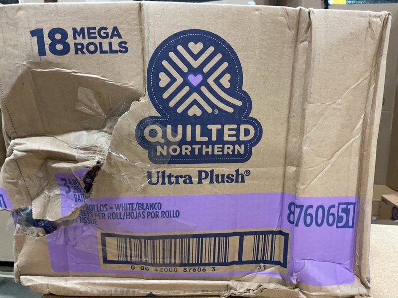 Condition photo showing New/Like New for quilted northern ultra soft & strong toilet paper, 18 mega rolls = 72 regular rolls, 5x stronger*, premium soft toilet tissue mega pack 18 rolls (255 sheets each)
