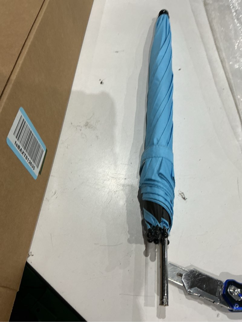 Condition photo showing Good Condition for clip-on universal stroller umbrella with uv protection, baby stroller parasol 85cm/33.5in diameter with umbrella clip fixing device light blue