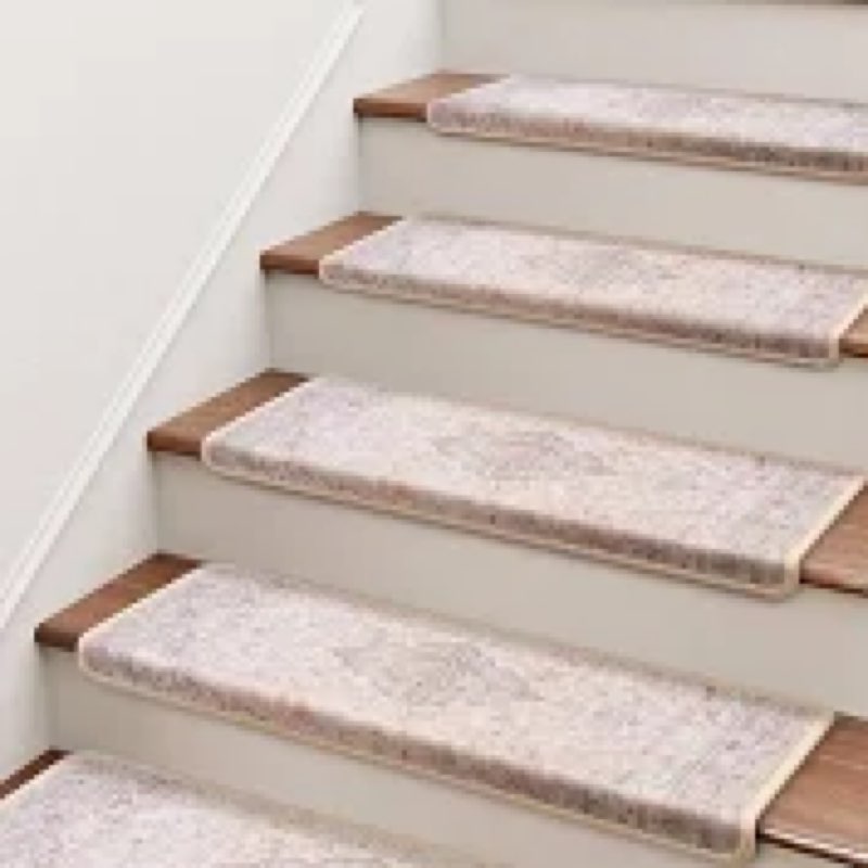 Bullnose Stair Treads for Wooden Steps: 14 Pcs Washable Non Slip Stair Ruuner Peel and Stick Adhesiv