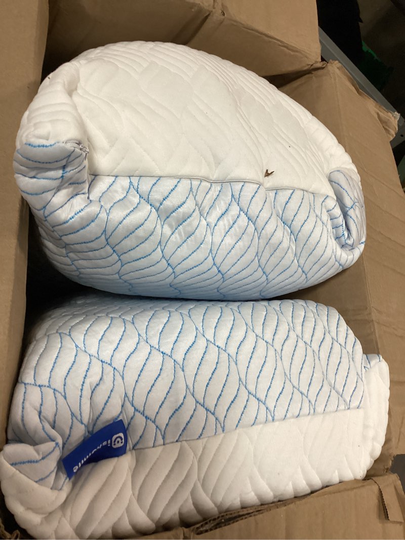 Condition photo showing Good Condition for cooling king size pillows, pillow king size set of 2 shredded memory foam, cool cold for sleeping with zipper, adjustable firmness to hot, side, back and stomach sleepers, 2 pack, 20x36 cooling blue cover king (pack of 2)