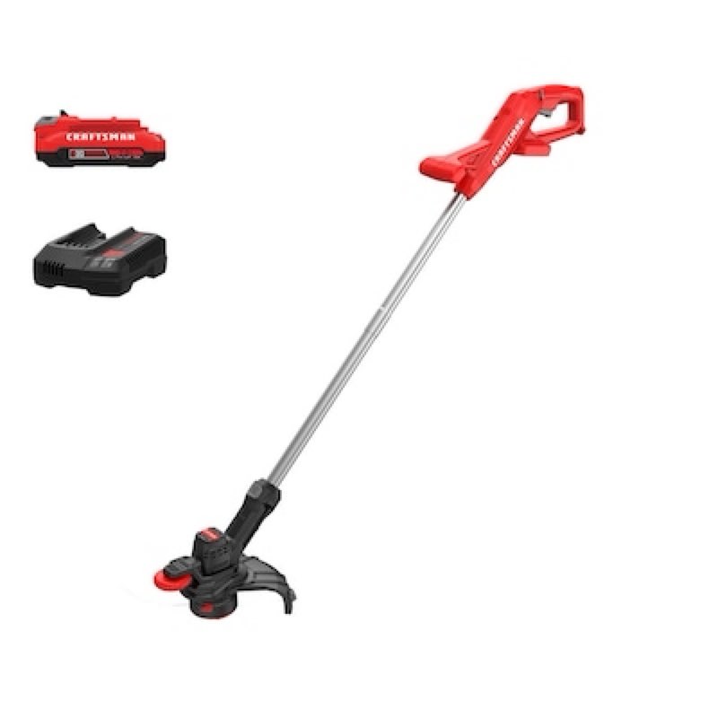 craftsman v20 20-volt max 10-in straight shaft battery string trimmer edger conversion capable 2 ah (battery not included) (charger not included)