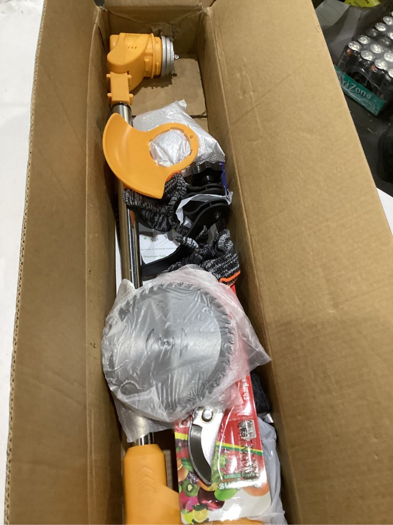 Condition photo showing As Is for cordless weed wacker eater brush cutter weed trimmer with blade stringless yellow
