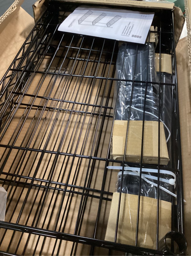 Condition photo showing Good Condition for amazon basics 3-shelf adjustable heavy duty steel wire rack storage shelving organizer for kitchen, garage, 23.2" l x 13.4" w x 30" h, black 3-shelf narrow black